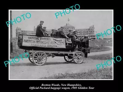 OLD LARGE HISTORIC PHOTO OF BRETTON WOODS NH PACKARD MOTORS BAGGAGE CAR C1905 • $5.55