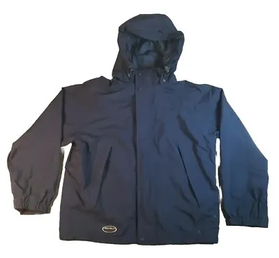 Eddie Bauer EBTEK Gore-Tex Hooded Jacket Medium Coat Rain Parka Navy Blue Size M • $44.95