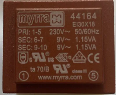 Farnell MYRRA 44164 PCB Transformer 2.3VA Encapsulated Safety Isolating • £5.95