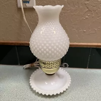 Vintage 11” Milk Glass Hobnail Accent Lamp Night Light • $29.95