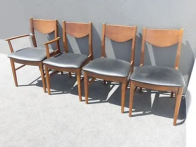 Vintage Mid Century Modern Black Vinyl Dining Room Chairs By Stanley • $395