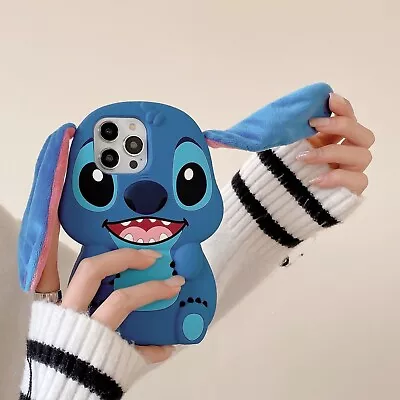 £16.78 • Buy Hot! Stitch Plush Rabbit Ear Shockproof Silicone Phone Case Back Cover
