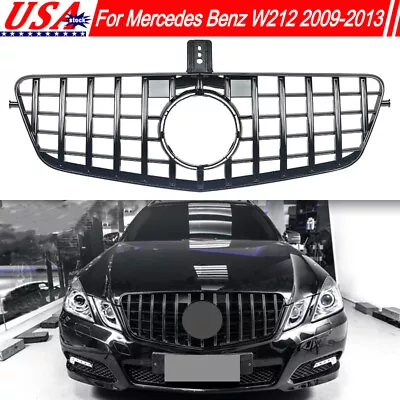 For Mercedes Benz W212 E300 E350 2009-2013 Front Bumper Upper Grille Gloss Black • $85.99