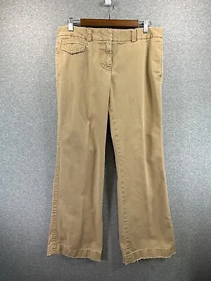 J Crew Womens Pants 12 Khaki Beige City Fit Cotton Distressed Mid Rise • $12.66