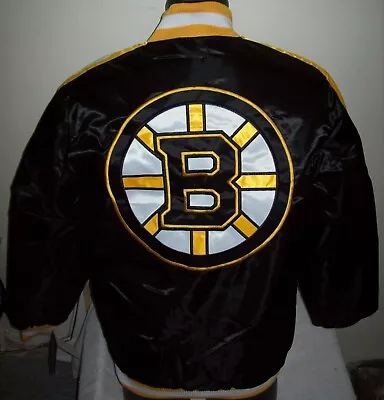 BOSTON BRUINS Starter Snap Down Jacket BLACK / YELLOW SMALL MEDIUM LARGE • $105.99