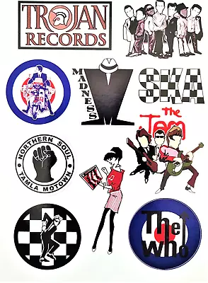 SKA - MOD Themed Stickers - Waterproof Vinyl  Vespa Lambretta Helmets Scooters • £2.50