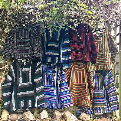 £22.90 • Buy Baja Jerga Top Hooded Mexican Festival Warm Rug Hoody Jumper Surf Ethnic Uk 