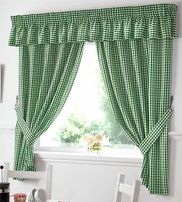 Gingham Kitchen Curtains OR Matching Pelmet (Valance) Ready Made Many Sizes • £17.50