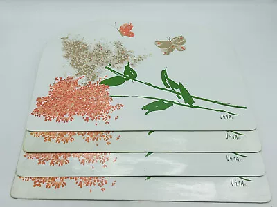 Vintage Vera Neumann Vinyl Placemats Set Of 4 W/Butterflies And Pink Flowers • $39.99