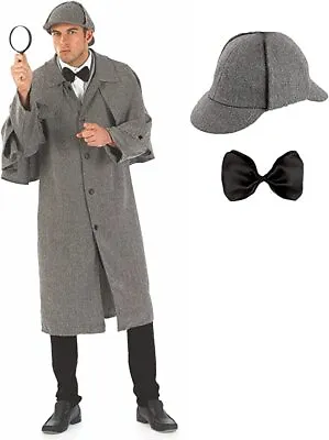 Mens Victorian Detective Costume Adult Historical Sleuth Fancy Dress M L XL • $50.95