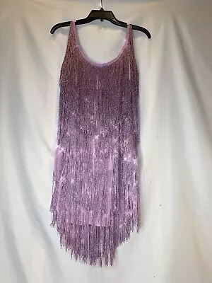 Super Soft Fringe Flapper Dress Sparkle Fun MED Slinky Stretchy Dance Costume • $19.99