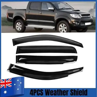 4pcs Window Visor Weather Shields For Hilux N70 DUAL CAB 2005-2015 Tinted Black • $35.99