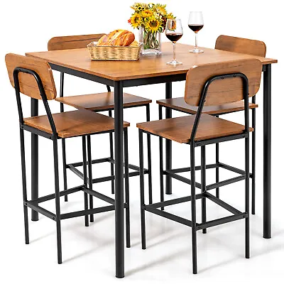 5-Piece Industrial Dining Table Set W/ Counter Height Table & 4 Bar Stools • $219.99