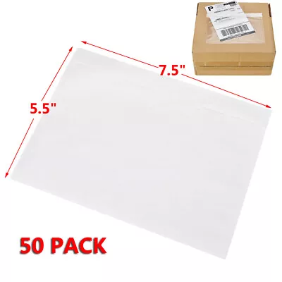 7.5  X 5.5  Shipping Label Invoice List Pouch 50 Clear Packing List Envelopes • $6.99