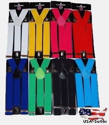 $9.88 • Buy Wide Suspenders For Mens Suspenders Adjustable Clip-On Y-Back Heavy Duty Black