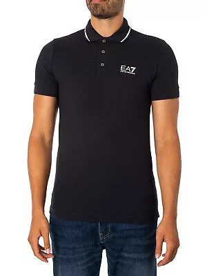 EA7 Men's Collar Strip Polo Shirt Blue • £39.95