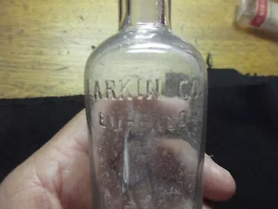 Vintage Round Bottle Clear Glass Larkin Co Buffalo Embossed 6  • $9.99