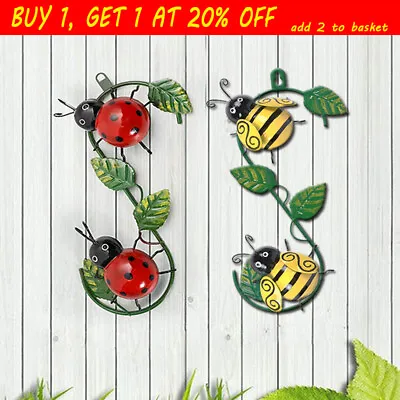 £8.55 • Buy Wall Art Climbing Bumble Bee Ladybird Hooks Outdoor Garden Fence Metal Decor