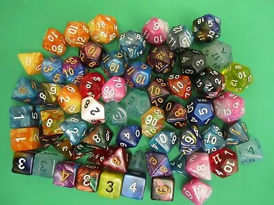 Large 60+ Dice Lot - Mix Of D4 D6 D8 D10 D12 D20 D&D Roll Play Games • $30