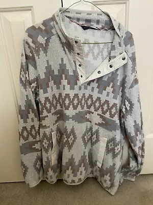 Vintage 90s Aztec Fleece 1/4 Zip Sweatshirt Size XL Acrylic Multicolor  • $17