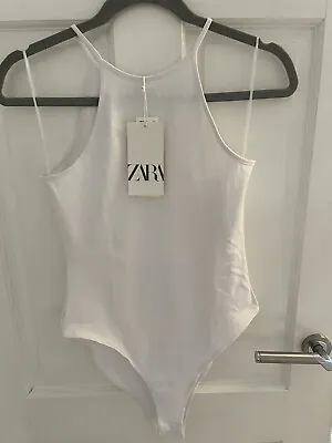 £9.50 • Buy Zara White Halterneck Bodysuit -  Size Medium - BNWT