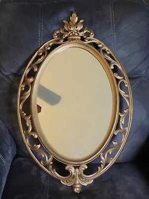 Vintage Oval Wall Mirror Hollywood Regency Rococo Style 28½  Homco 1962 ORNATE • $85