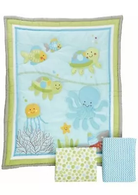 Little Bedding By NoJo ~Ocean Dreams 3 Piece Crib Bedding Set ~ So Cute ! • $44