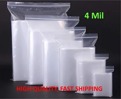 Clear Zip Seal Plastic Bags Heavy Duty 4Mil Reclosable Top Lock Zipper Baggies • $104.42
