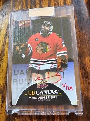 MARC-ANDRE FLEURY 2021-22 Upper Deck Clear Cut CANVAS RED INK AUTO /29 #CC-MF • $300