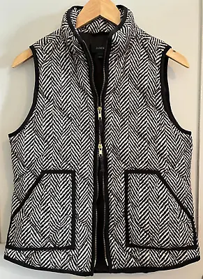 J. Crew Vest Womens S Quilted Black Khaki Herringbone Down Filled 2-way Zipper • $18