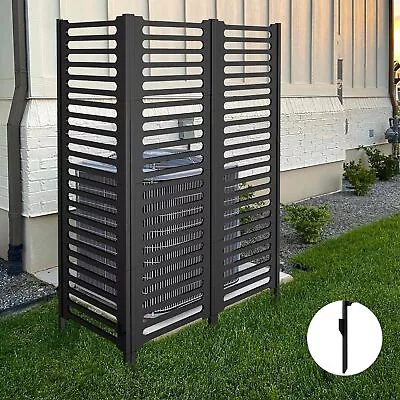 3-Panel Metal Outdoor Privacy Fence Screen Slatted No-Dig Air Conditioner Fence • $55.99