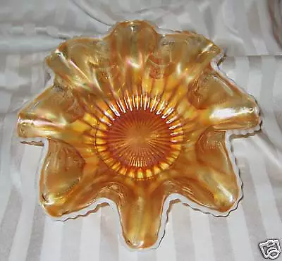 Dugan Jeweled Heart/Victor Carnival Glass Peach Opalescent Bowl • $149.99