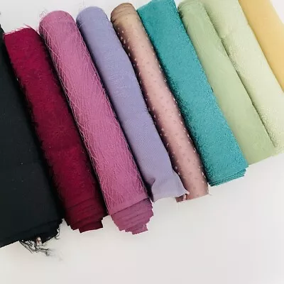 Bundle #94 Solid Colors Vintage Silk Fabric Scraps Japanese Kimono Fabrics • $18.99