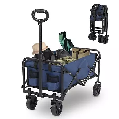 Wagon Folding Cart Collapsible Garden Beach Utility Outdoor Camping Sports Blue • $45.99