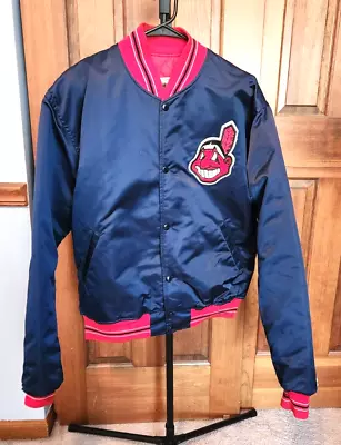 Vintage Cleveland Indians Starter Satin Jacket Size Large Very Nice/NHL Label • $249.99