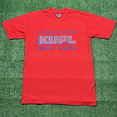 Vintage 90’s KUPL 98.5FM Continuous Hit Country T-Shirt Red Large USA • $25