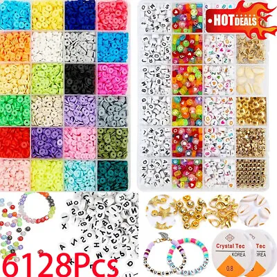 £7.59 • Buy Full Kit Flat Polymer Clay Beads Spacer For DIY Bracelets Jewelry Making Finding