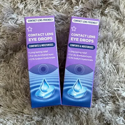 £9.99 • Buy 2X Contact Lens Eye Drops Superdrug Vegan Comforts Moisturises For Dry Irritated