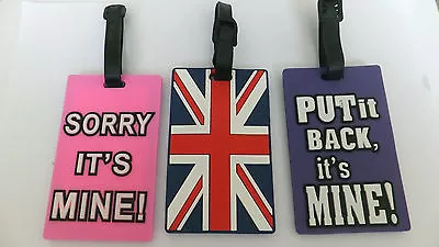 Luggage Tag Union Jack Funky Slogan Suitcase Travel Rubber Tag • £2.99