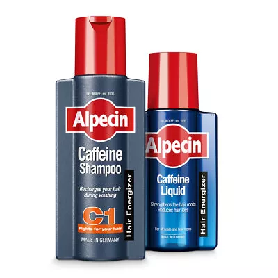 Alpecin Caffeine Shampoo C1 And Anti Hair-Loss Liquid Set Natural Growth For Men • £14.39