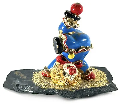 Vintage Upside-Down Clown Figurine On Granite Stone Base Gold Sparkles • $11.23