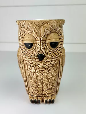 Vintage Sittre Tall Owl Mug Ceramic Two Sided Sleepy Owl Cup Glass 6  • $55