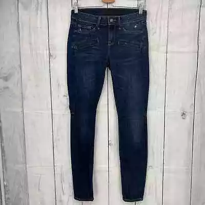 Vince 25x30 Welt Pocket Skinny Jeans Distressed Dark Wash Low Rise Zipper • $50