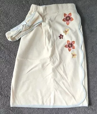 NWT CRABTREE & EVELYN Bathwrap Robe Morning Glory Embroidered Floral Sz XS/S • $36.75