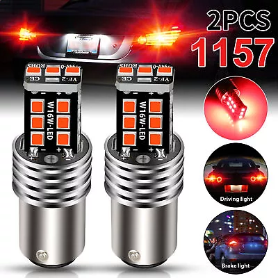 2X 1157 LED Brake Light Safety Stop Tail Parking Bulb Bright Red • $6.35