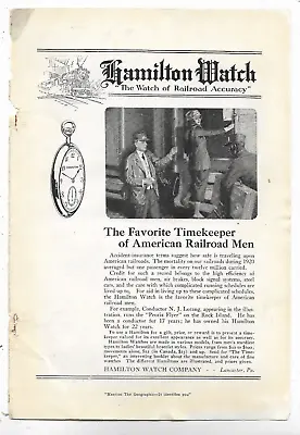 HAMILTON WATCH OF RAILROAD Train Timekeeper 1922 MUNSEY'S MAGAZINE Print Ad • £23.70