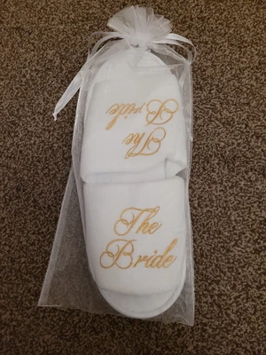 £1.99 • Buy Embroidered The Bride Slippers Wedding Present Hen Do Womens Size 6/7