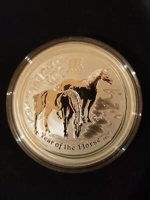 1 Kilo  2014  Perth Mint Lunar Horse Silver Coin . As New In Capsule.  • $1999