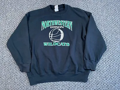 VTG Flint Michigan Northwestern Wildcats Sweatshirt Adult XL Black Volleyball • $22