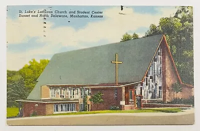 Manhattan Kansas/St. Luke's Lutheran Church PM 1970 Vintage Postcard • $7.99